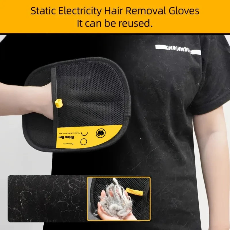 Static Pet Hair Remover Glove, Reusable Mesh Fur Removal Mitt for Cats Dogs,Grooming Brush To Clean Pet Hair on Sofa Bed Carpet