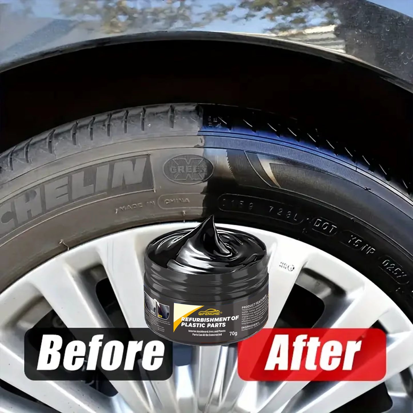 Automotive Plastic Repair Agent-Interior and Exterior Plastic Polishing Wax, Scratch Repair Anti-Aging Cream, Suitable for Tires