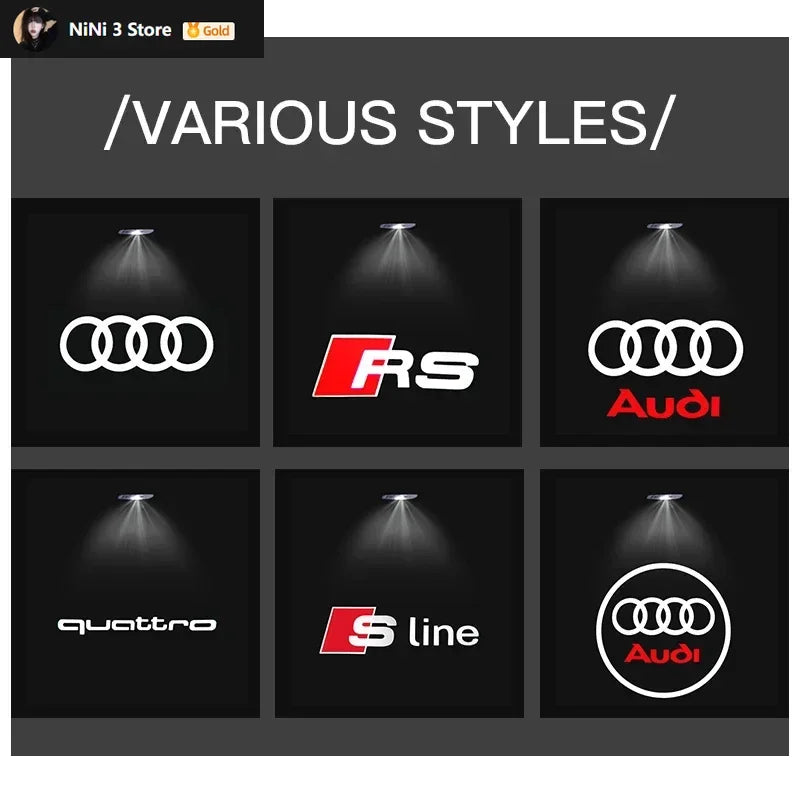 A3 A4 B8 8P 8V A6 C7 A5 Q5 B7 B6 B9 SLINE QUTTRO RS Q3 Q7 S3 S4 S5 S6 S8 Car Door Welcome Light Led HD Projector Lamp