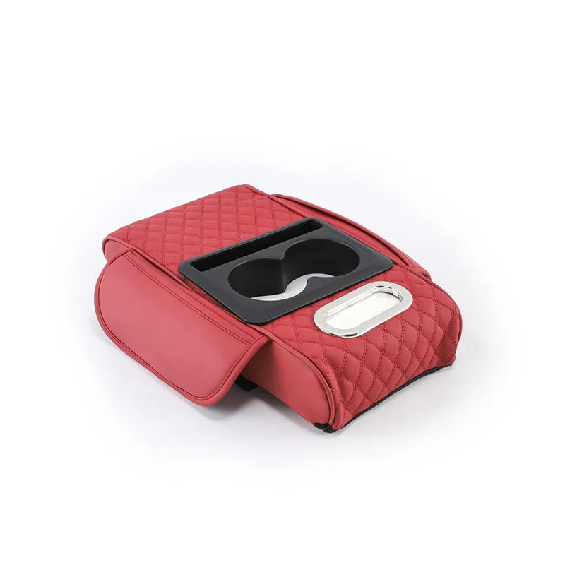 4-In-1 Car Armrest Thicken Height Pad Arm Rest Cushion with Pocket Tissue Cup Holder Memory Cotton Elbow Support Height Pad
