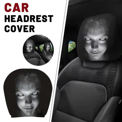 Horror Ghost Woman Print Car Headrest Cover Scary Prank Car Seat Head Rest Protector Cover Halloween Auto Interior Decor