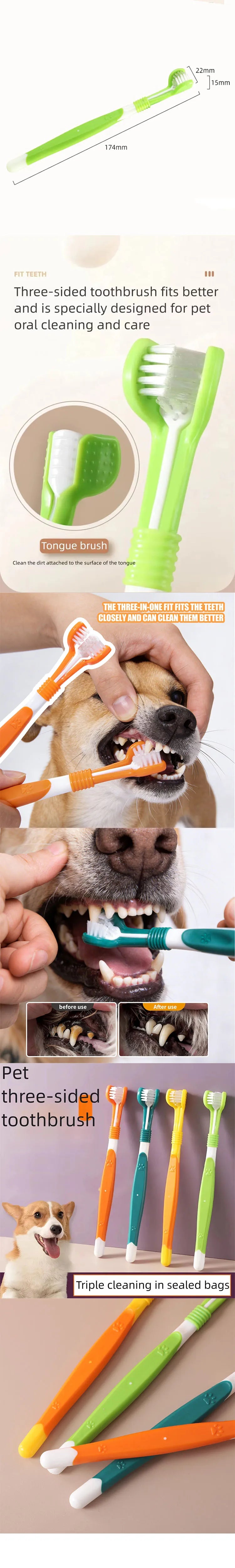 3-Sided Pet Toothbrush Dog Plastic Toothbrush Removing Tartar Cleaning Mouth Pet Care Cat Cleaning Mouth Dog Accessories
