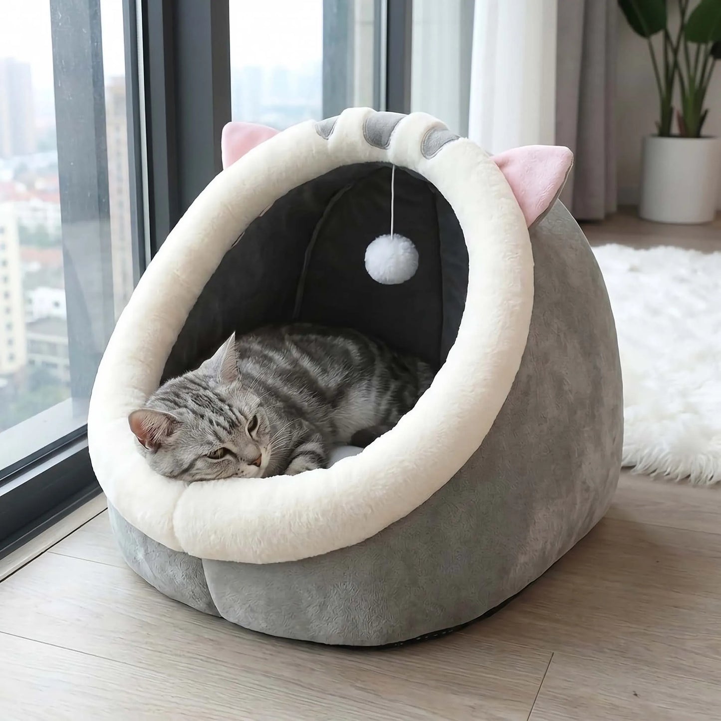 Cute And Soft Cat House Super Cat Bed Warm Deep Sleep Comfort  Cat Bed Pets Tent Cozy Cave Nest Small Dog Mat Bag