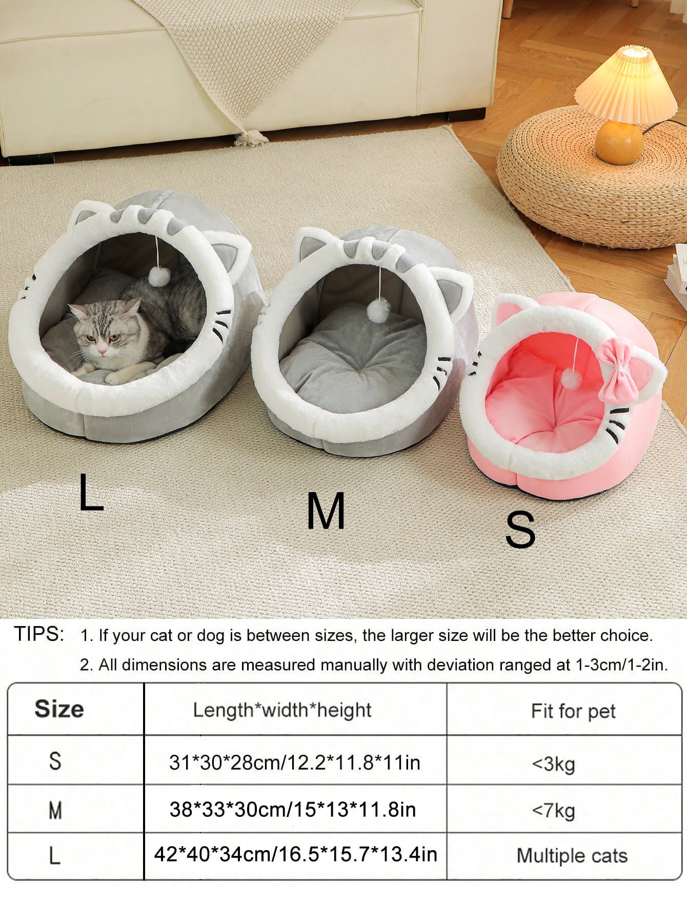Cute And Soft Cat House Super Cat Bed Warm Deep Sleep Comfort  Cat Bed Pets Tent Cozy Cave Nest Small Dog Mat Bag