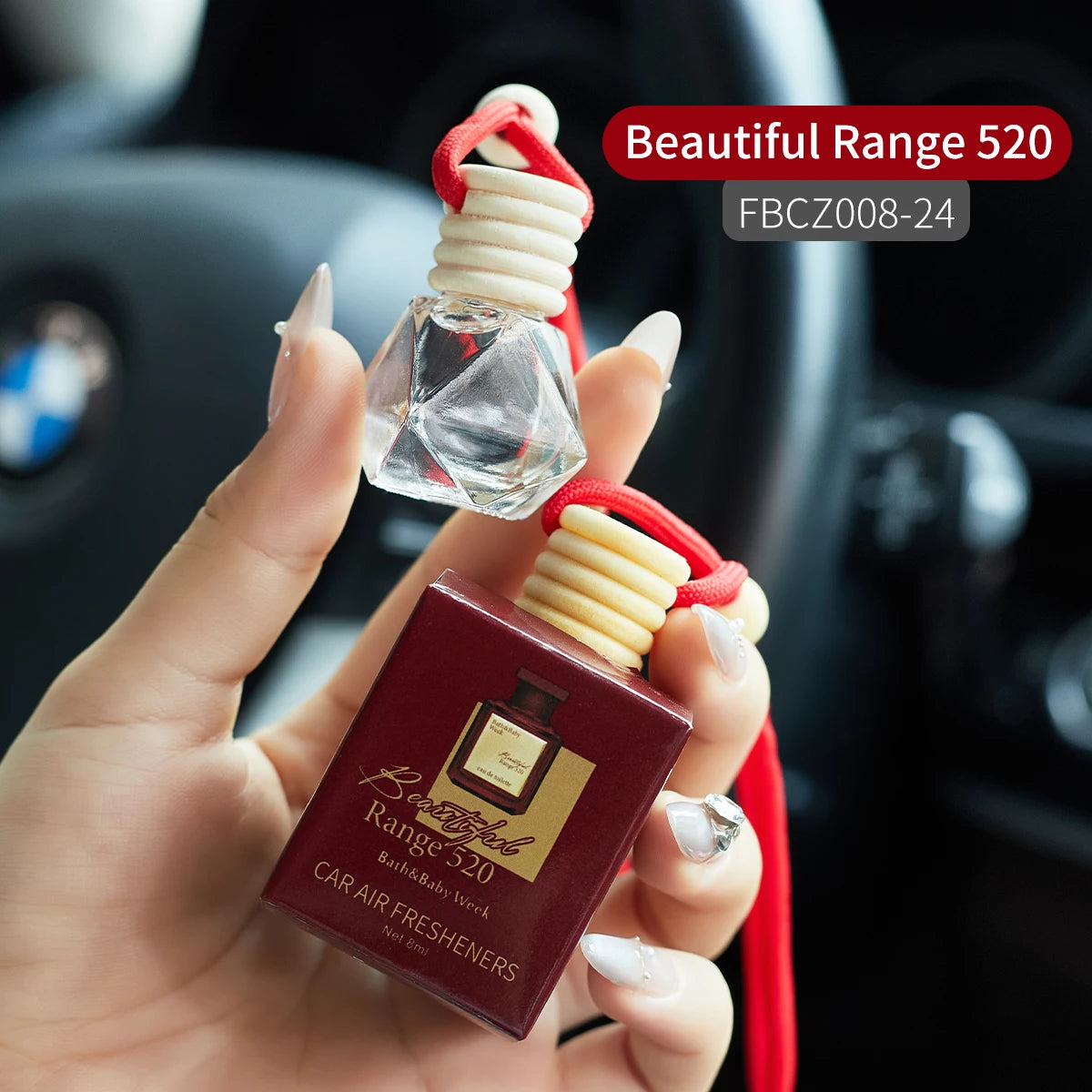 1Pc 8Ml Car Suspension Air Freshener, Cute Car Air Diffuser, Home Fragrance, Car Air Freshener Suitable for Wardrobes, Indoor An