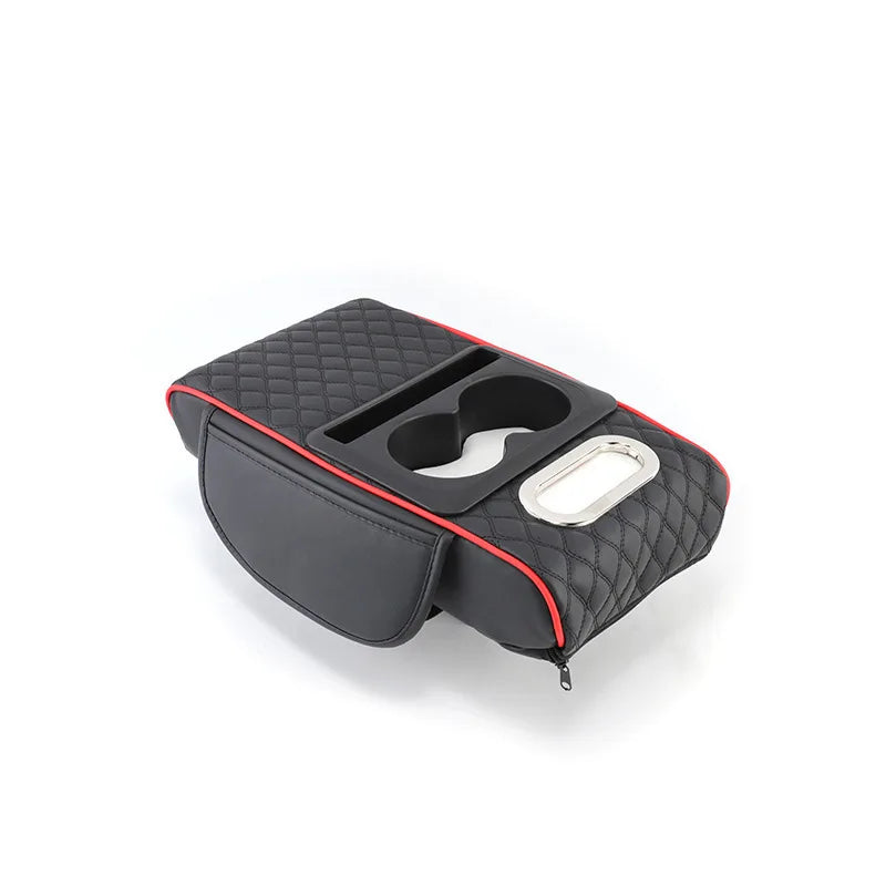 4-In-1 Car Armrest Thicken Height Pad Arm Rest Cushion with Pocket Tissue Cup Holder Memory Cotton Elbow Support Height Pad
