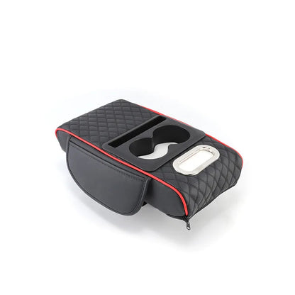 4-In-1 Car Armrest Thicken Height Pad Arm Rest Cushion with Pocket Tissue Cup Holder Memory Cotton Elbow Support Height Pad