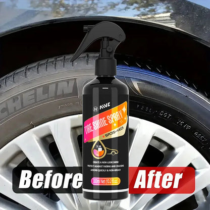 Tire Shine Spray, Black Gloss Tyre Coating, Rubber & Plastic Restorer, Anti-Aging, Long Lasting Shine