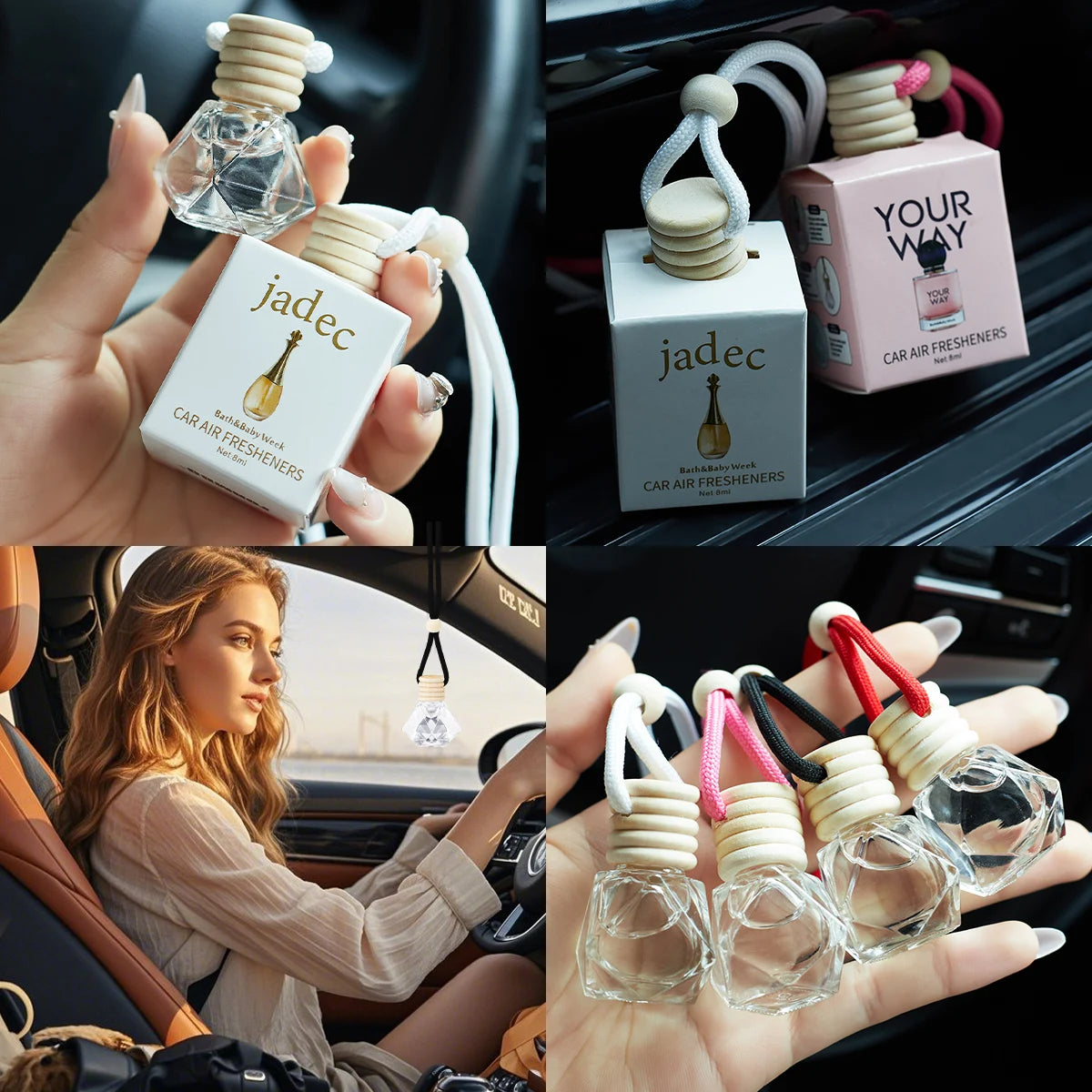 1Pc 8Ml Car Suspension Air Freshener, Cute Car Air Diffuser, Home Fragrance, Car Air Freshener Suitable for Wardrobes, Indoor An