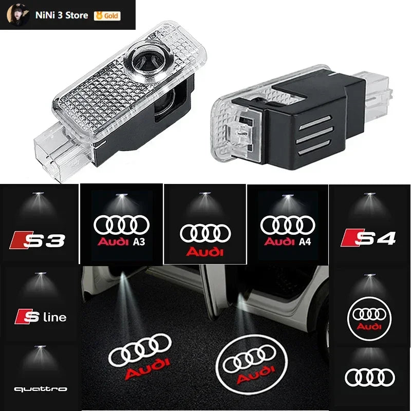 A3 A4 B8 8P 8V A6 C7 A5 Q5 B7 B6 B9 SLINE QUTTRO RS Q3 Q7 S3 S4 S5 S6 S8 Car Door Welcome Light Led HD Projector Lamp